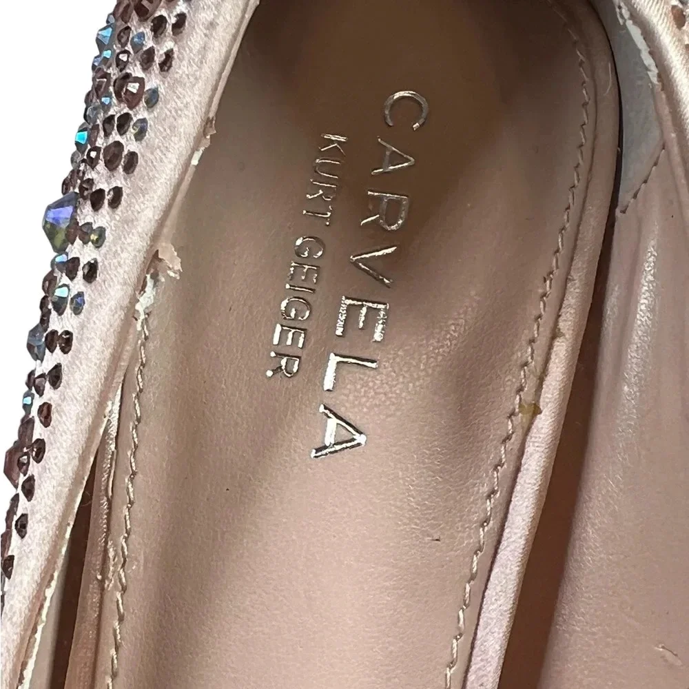 Carvela Kurt Geiger Rose Gold Lovebird Crystal-embellished Satin Stilettos - Picture 5 of 12